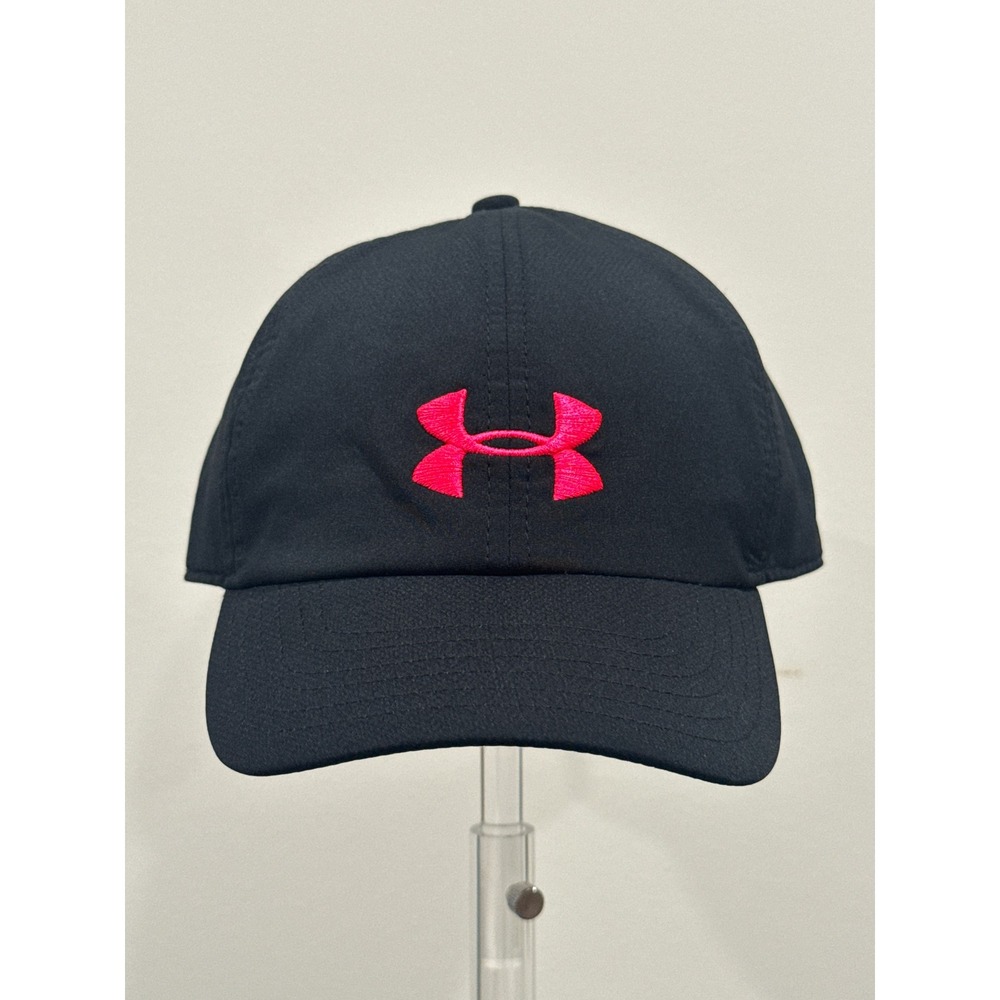 Under Armour Baseball Cap Women OSFA Black Excellent Pink Logo 1272182